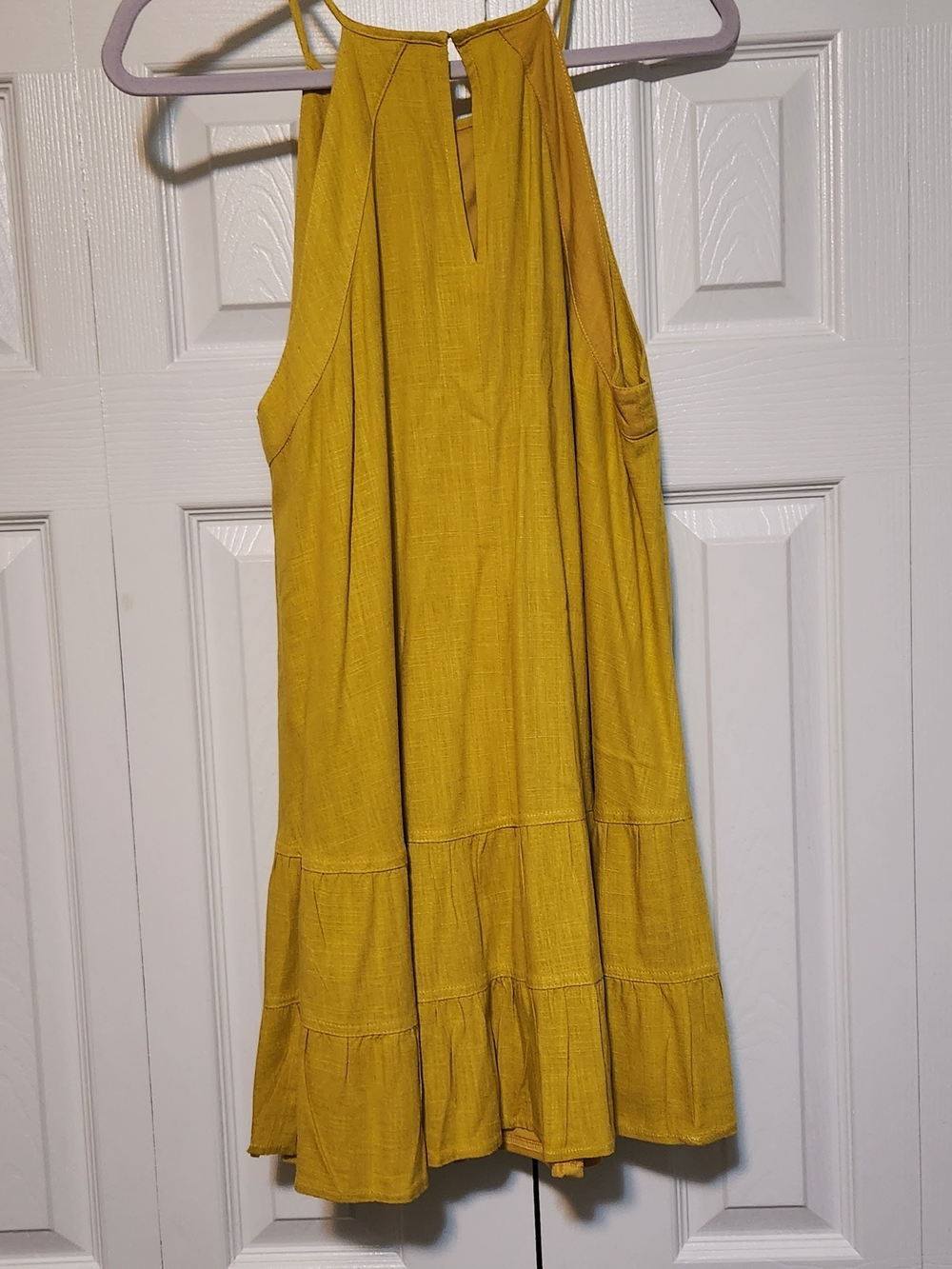 Altar'd State Mustard Halter Tiered Mini Dress